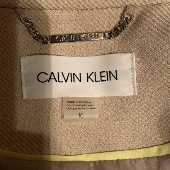 Calvin Klein Stretch Twill Peak Lapel Collar Open-front Jacket in Khaki - Picture 12 of 15